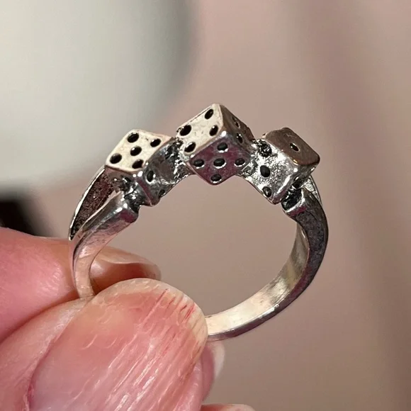 Vintage Retro Silver Dice Goth punk Disco Ring - Picture 11 of 16